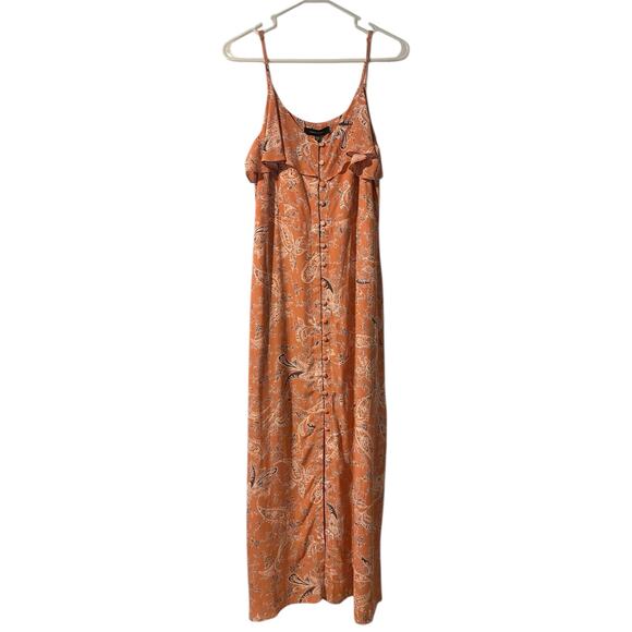 NWT Sanctuary Isabella Maxi Midi Dress Medium Peach Paisley Print Bohemian - Picture 4 of 12